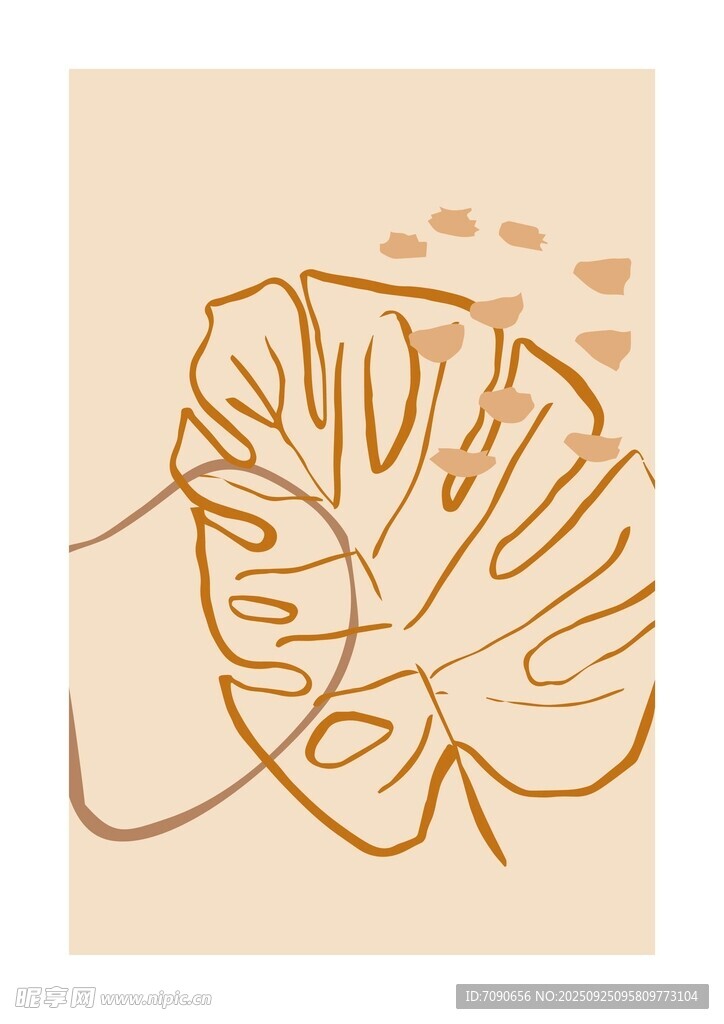 简约线条绘就的叶片 