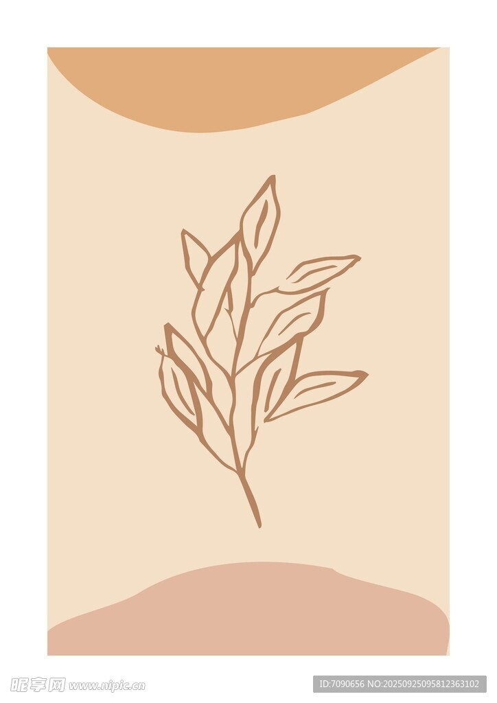 简约植物线条插画 
