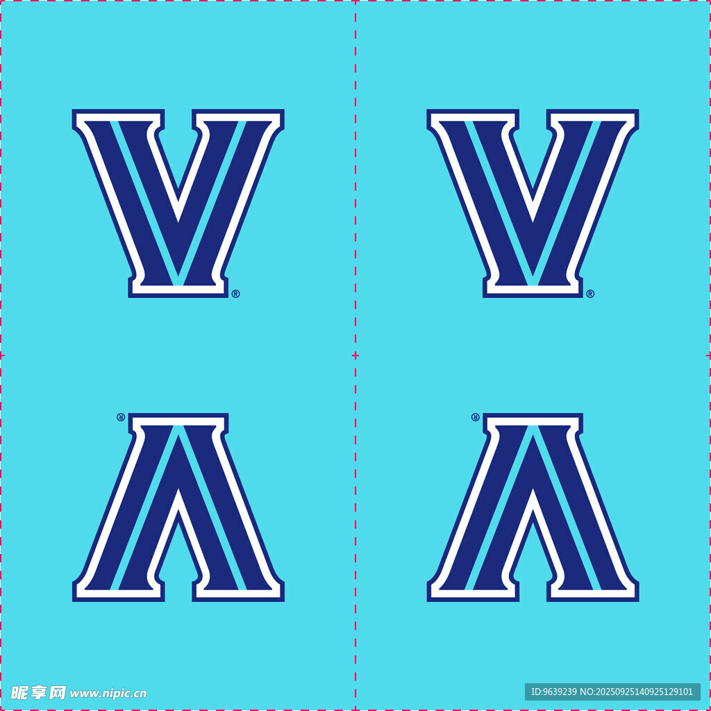 蓝底字母V与A图案设计