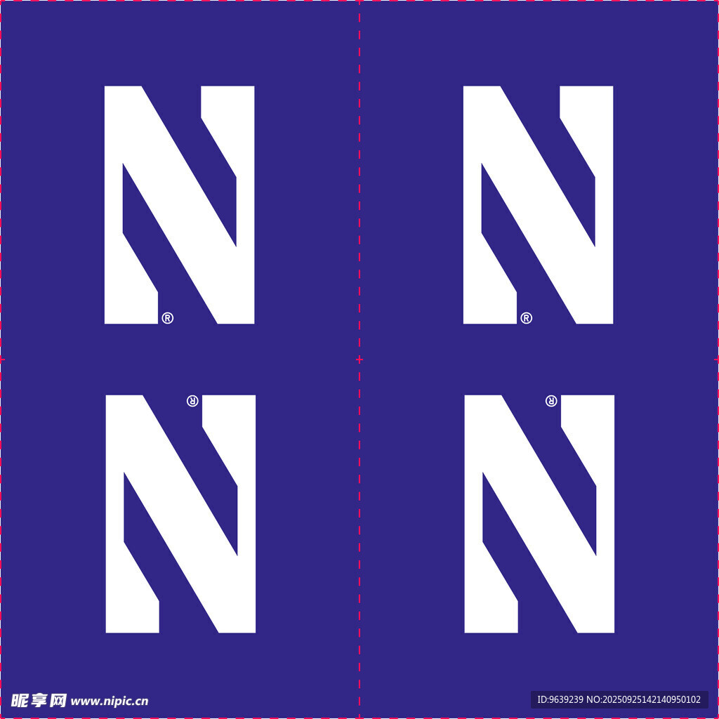 蓝底白字N字母图案