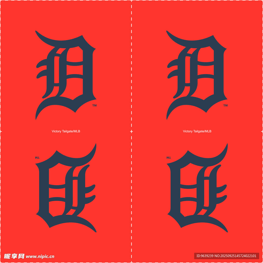 红色背景对称字母图案