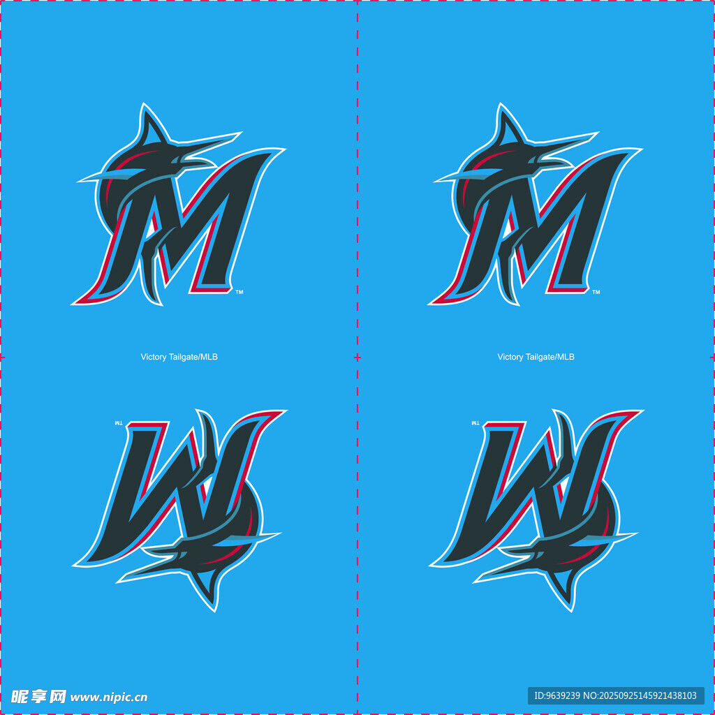 蓝色背景上的字母M和W标志