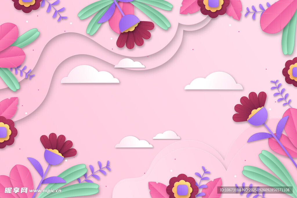 粉色花卉背景图案设计