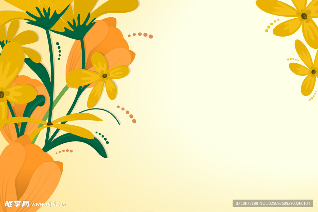 手持黄花插画清新自然