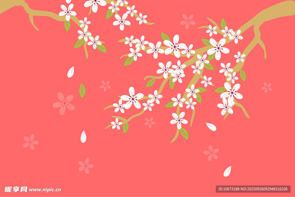 粉色樱花枝背景图