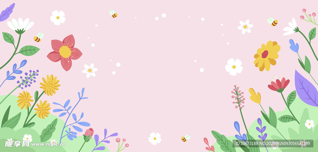 春日花卉边框背景图