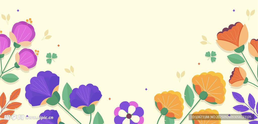 多彩花卉边框图案设计