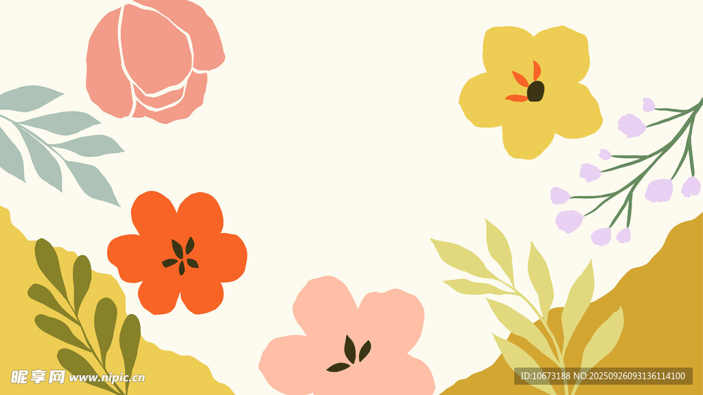 清新花卉插画背景图
