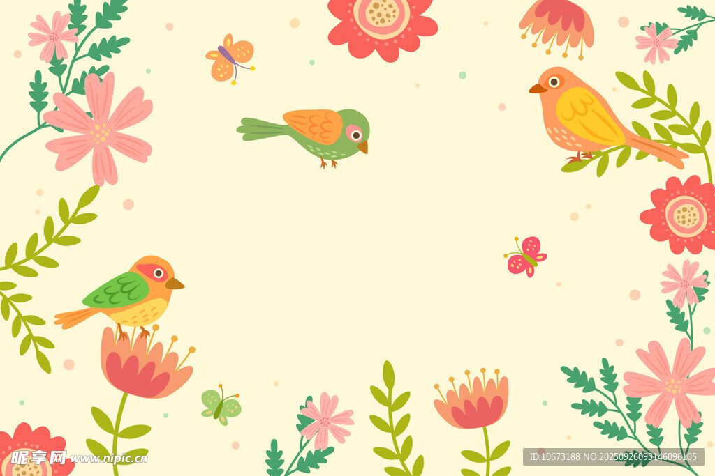 花鸟缤纷图案