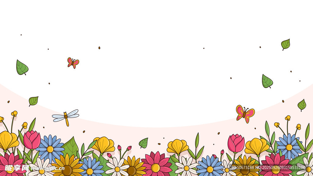 缤纷花卉边框背景图