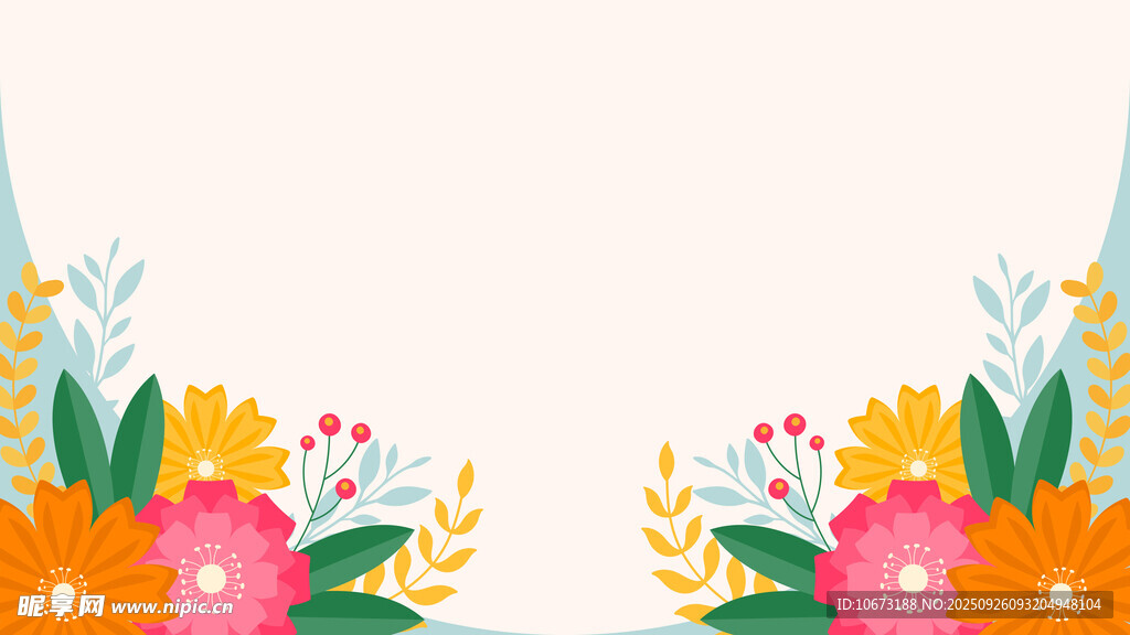 多彩花卉装饰边框图案