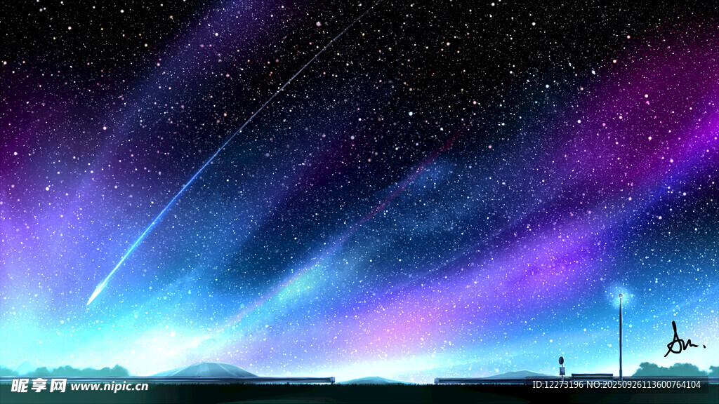 梦幻星空下的静谧场景