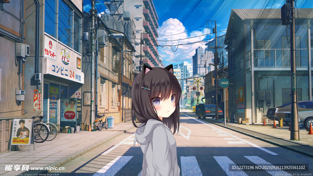 街头漫步的美少女