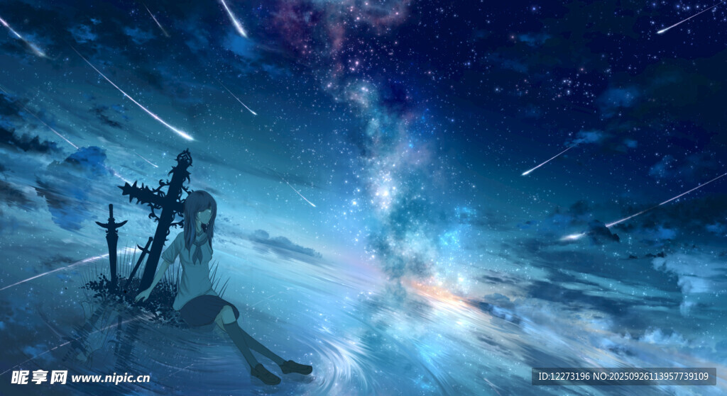 梦幻星空下的山地景观