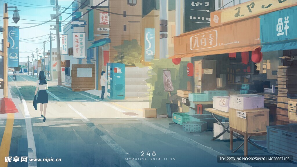 城市街道日常温馨场景
