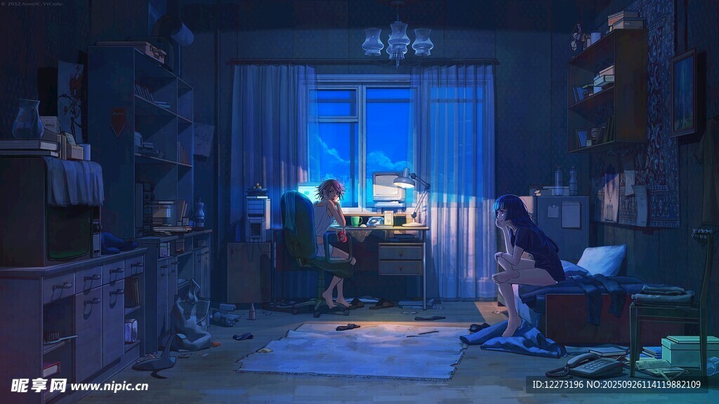 夜晚房间内的静谧独处时刻