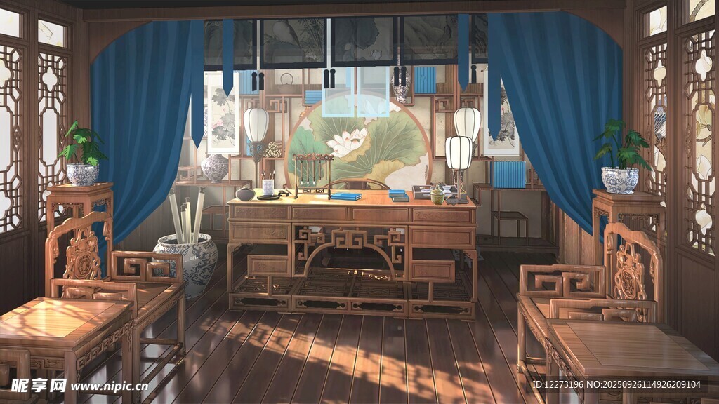 中式古典书房场景展示
