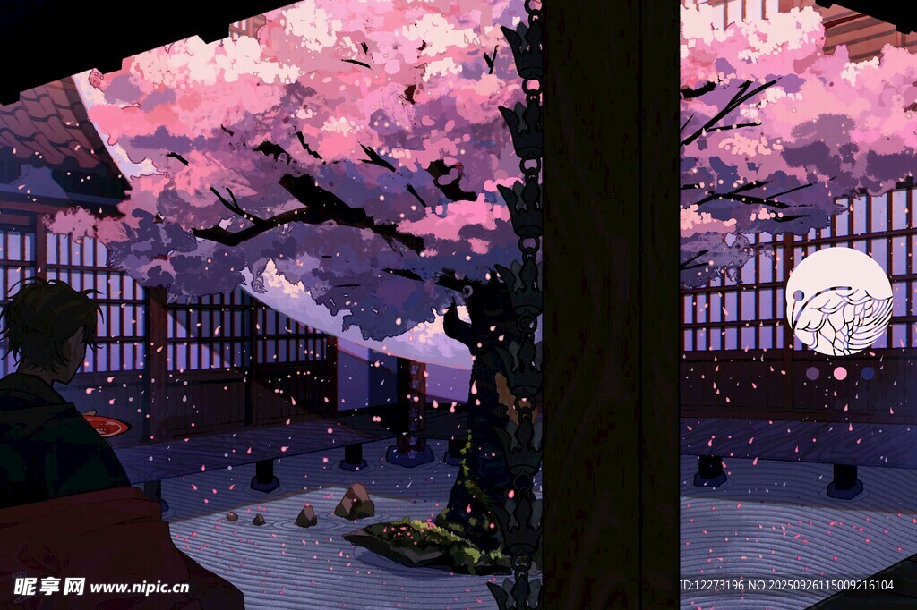 日式庭院樱花美景