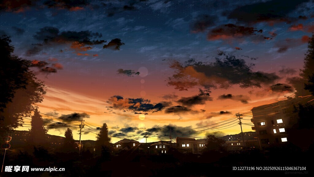 黄昏下的城市天际线美景