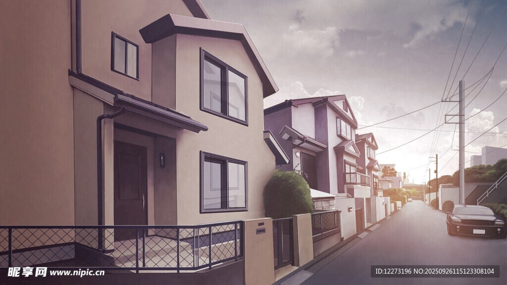 街道旁的联排住宅