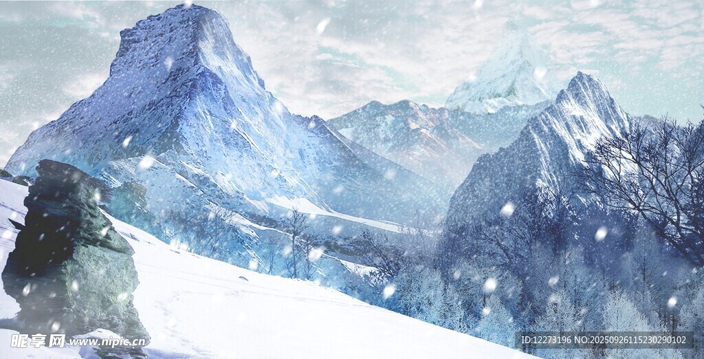 雪山攀登者的壮丽景致
