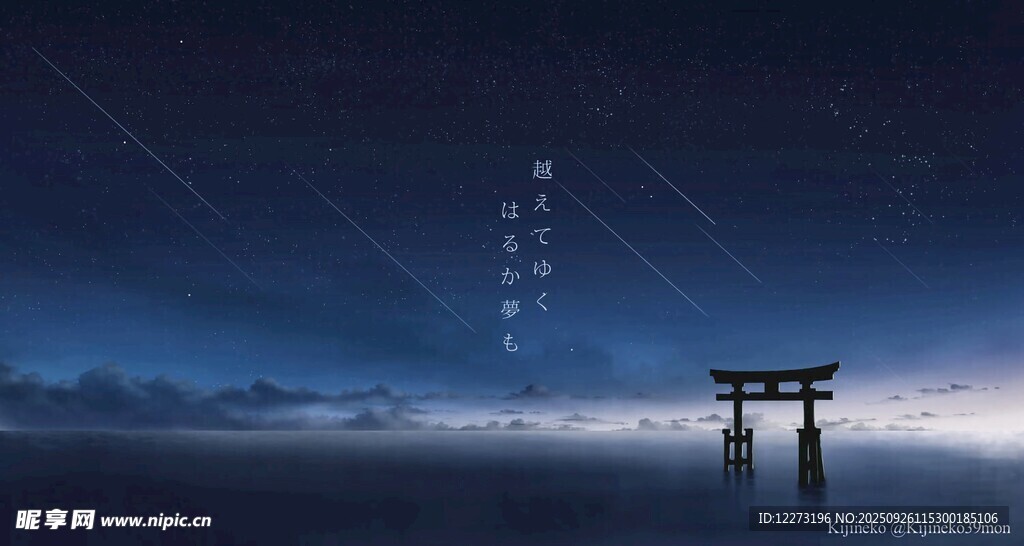 夜幕下的鸟居与星轨