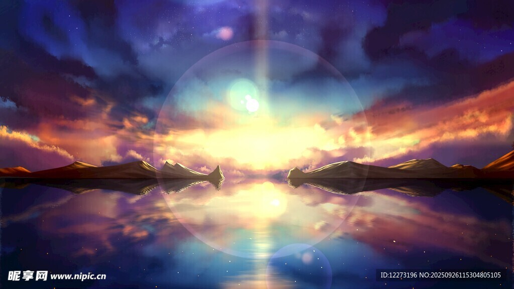 梦幻绚丽的天空湖面美景