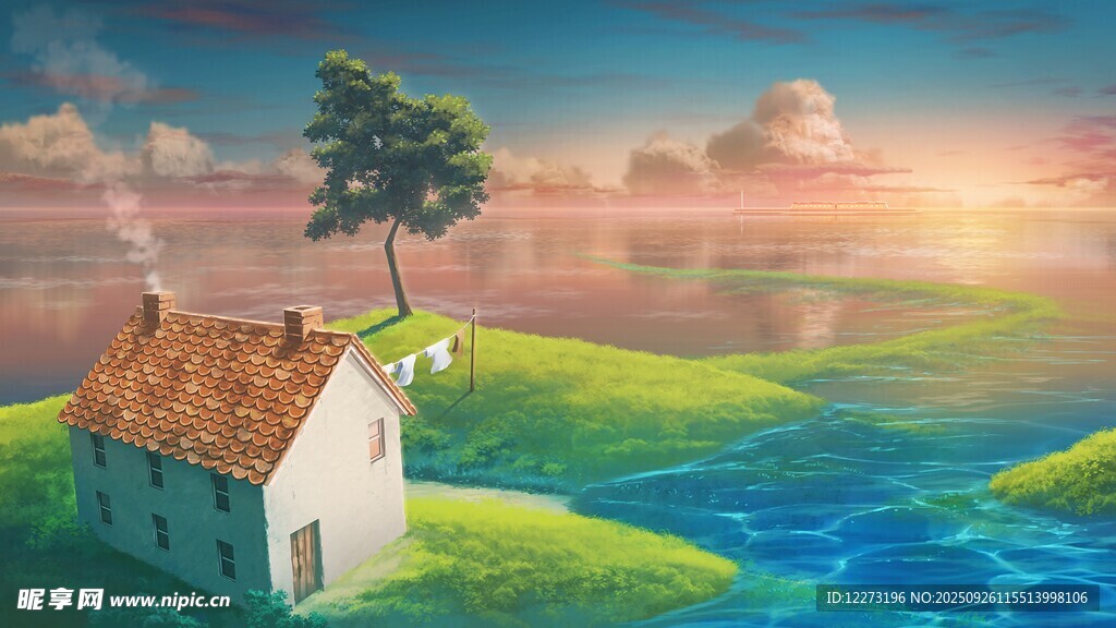 梦幻田园小屋风景图