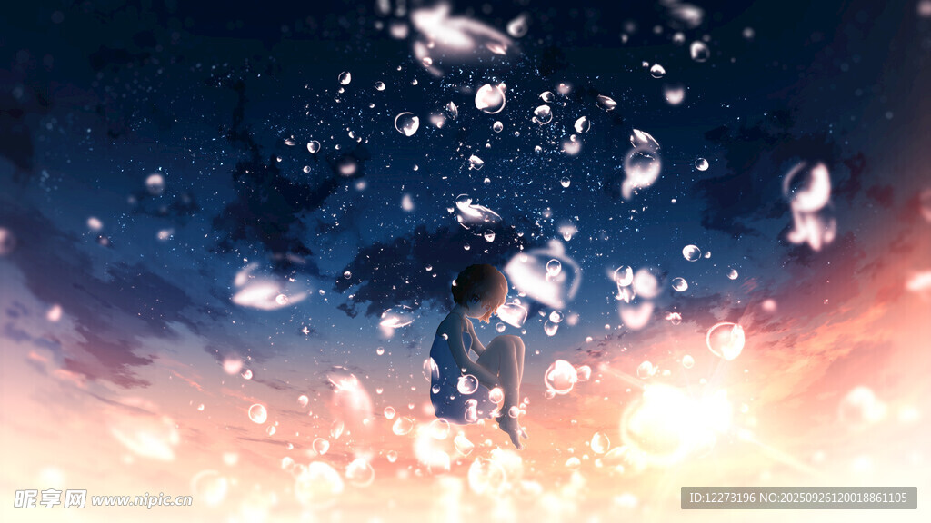 梦幻星空下的孤独身影