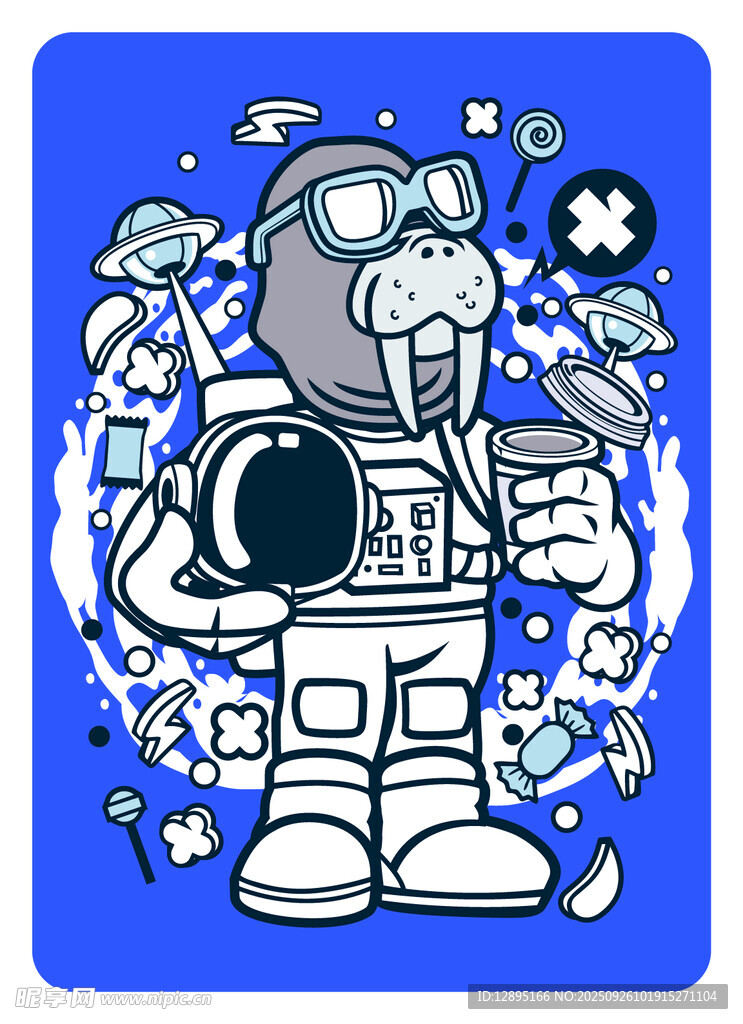 卡通宇航员创意插画