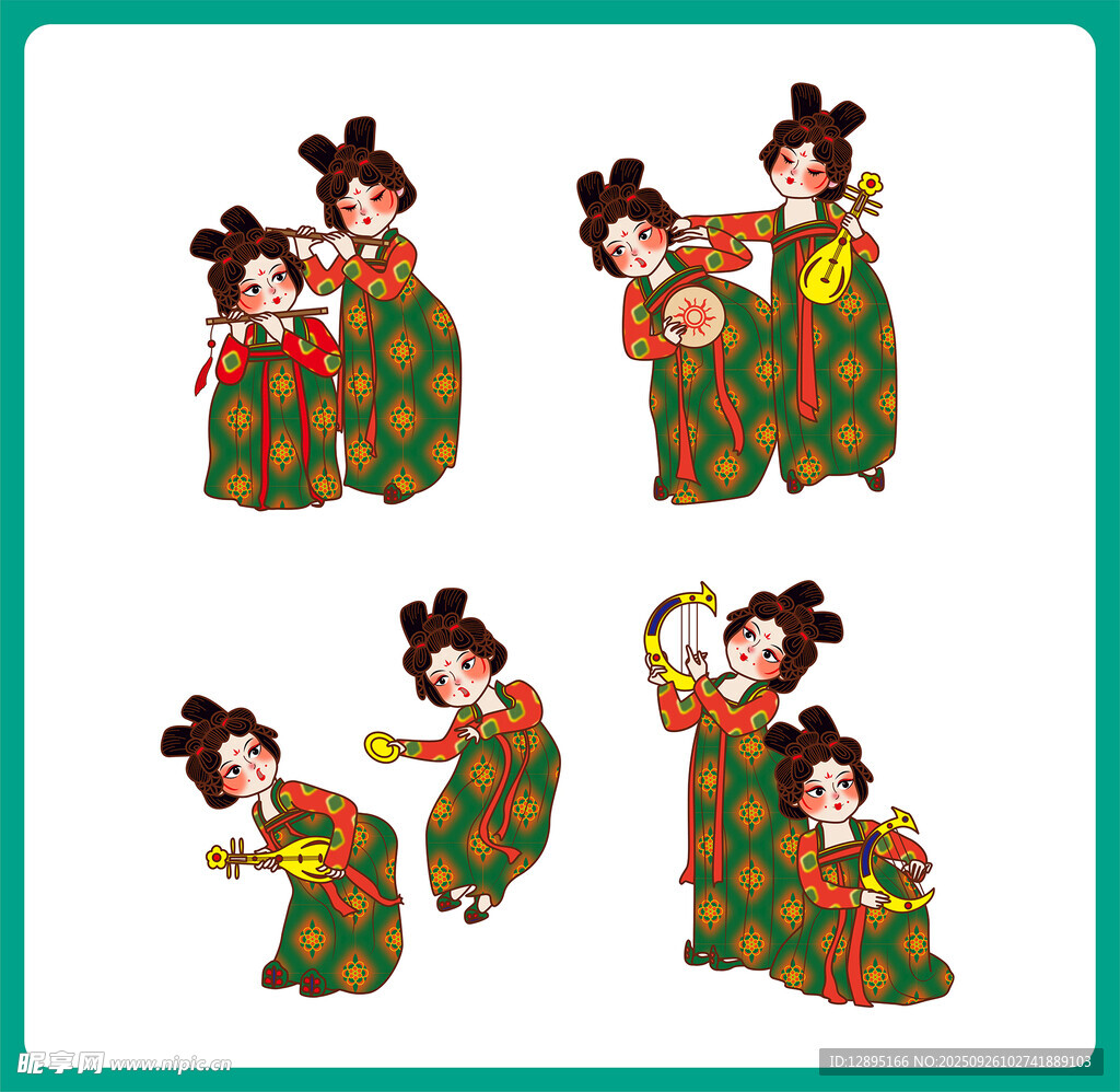 唐宫夜宴舞蹈形象插画