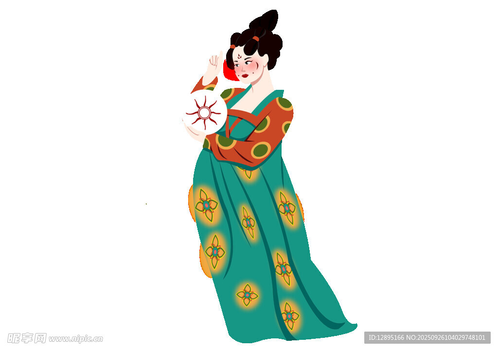 古典美人手持花枝
