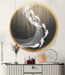 现代抽象光影山水一帆风顺圆框画