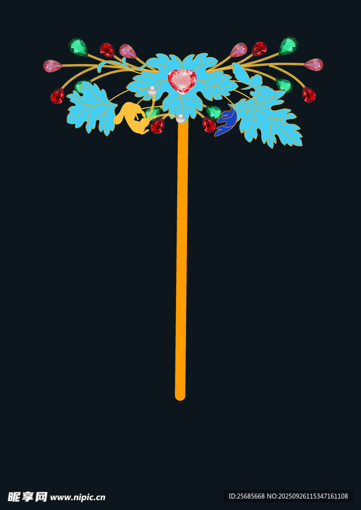 古风蓝色花朵发簪点翠