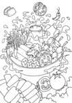蔬菜大集合黑白插画图