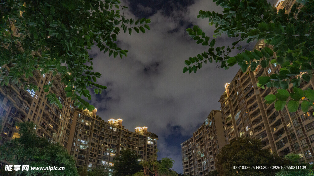 夜幕下的城市楼宇景观