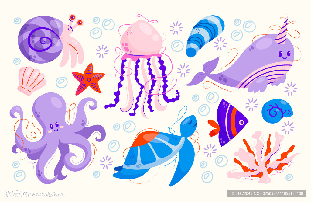 海洋生物卡通图案