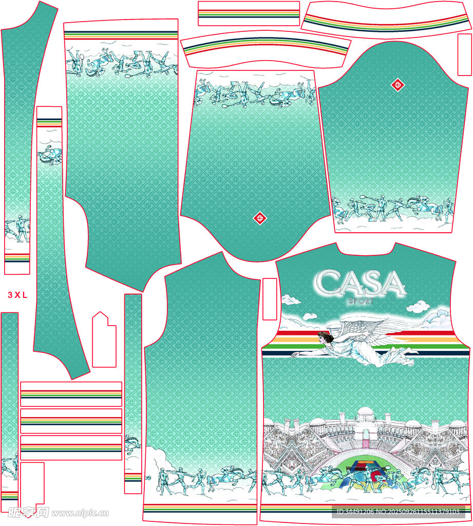 CASA品牌服饰裁片设计图