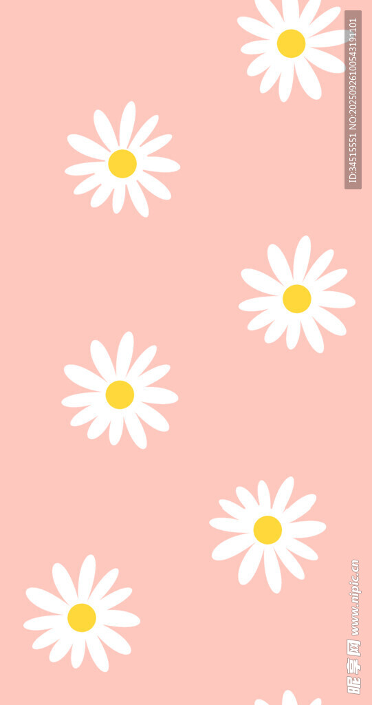粉色背景小雏菊图案