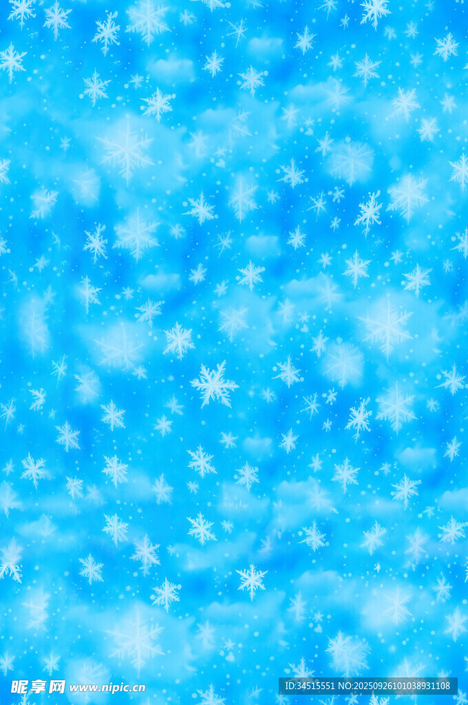 蓝色雪花梦幻背景图