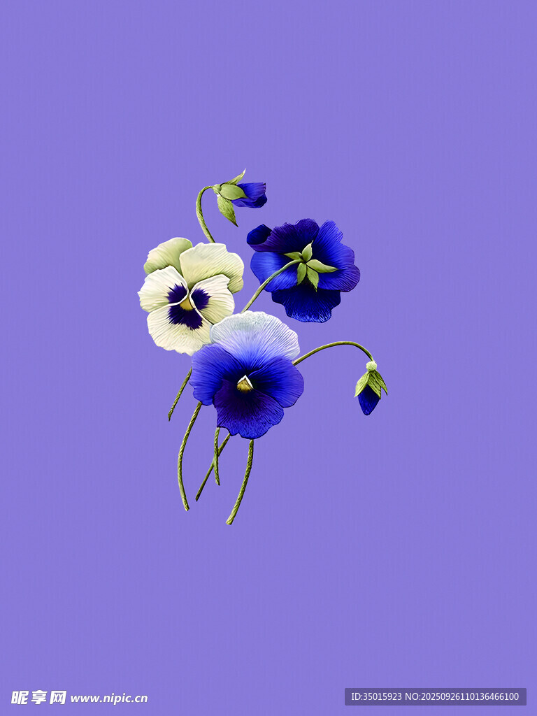 蓝白花朵特写