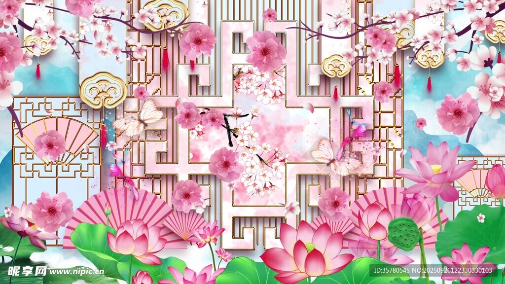 古风庭院繁花盛景