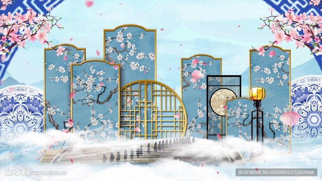 中式梦幻城市景观插画