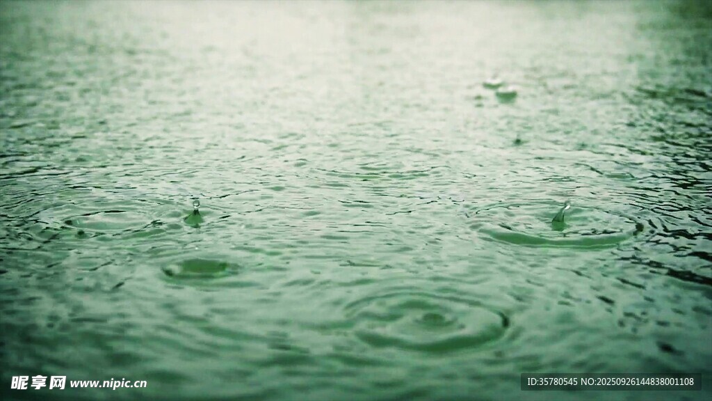 雨滴落水面泛起涟漪