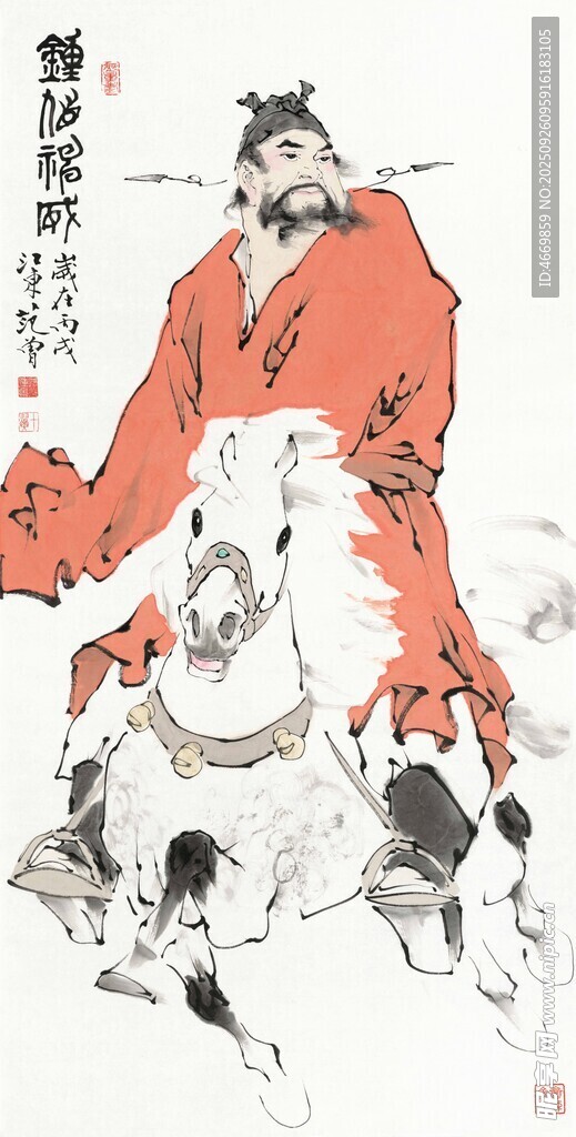 古代红衣骑马人物画作
