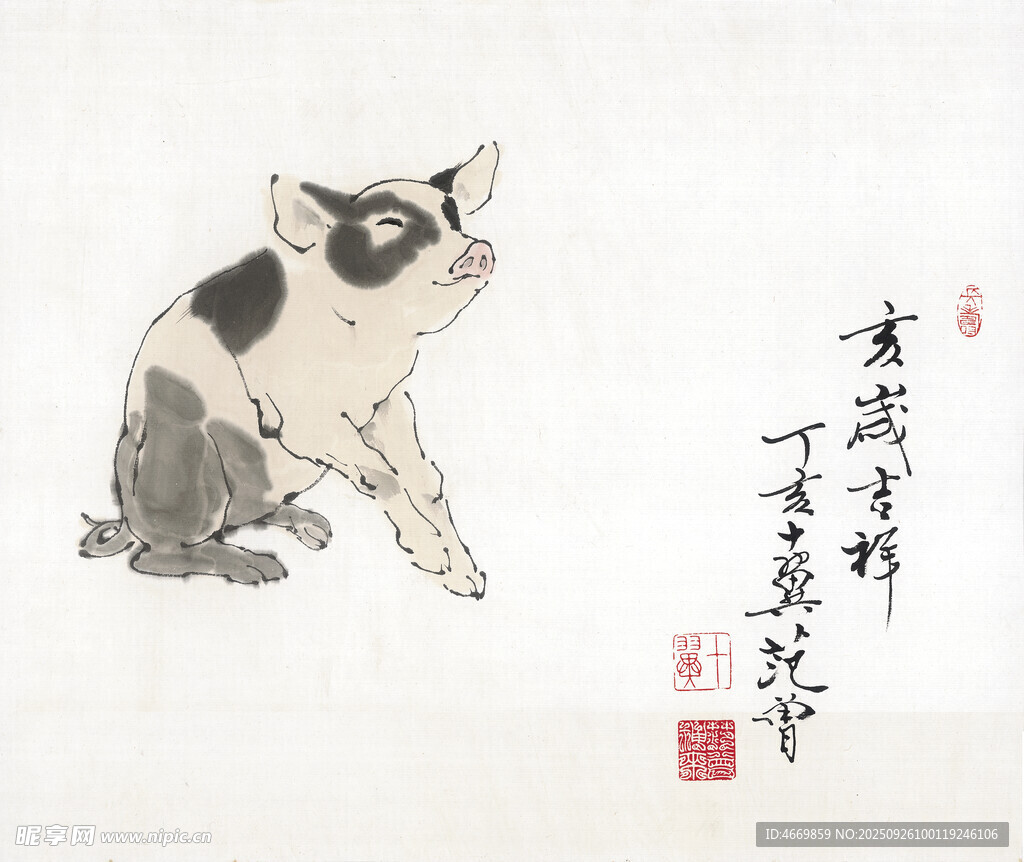 水墨小猪图