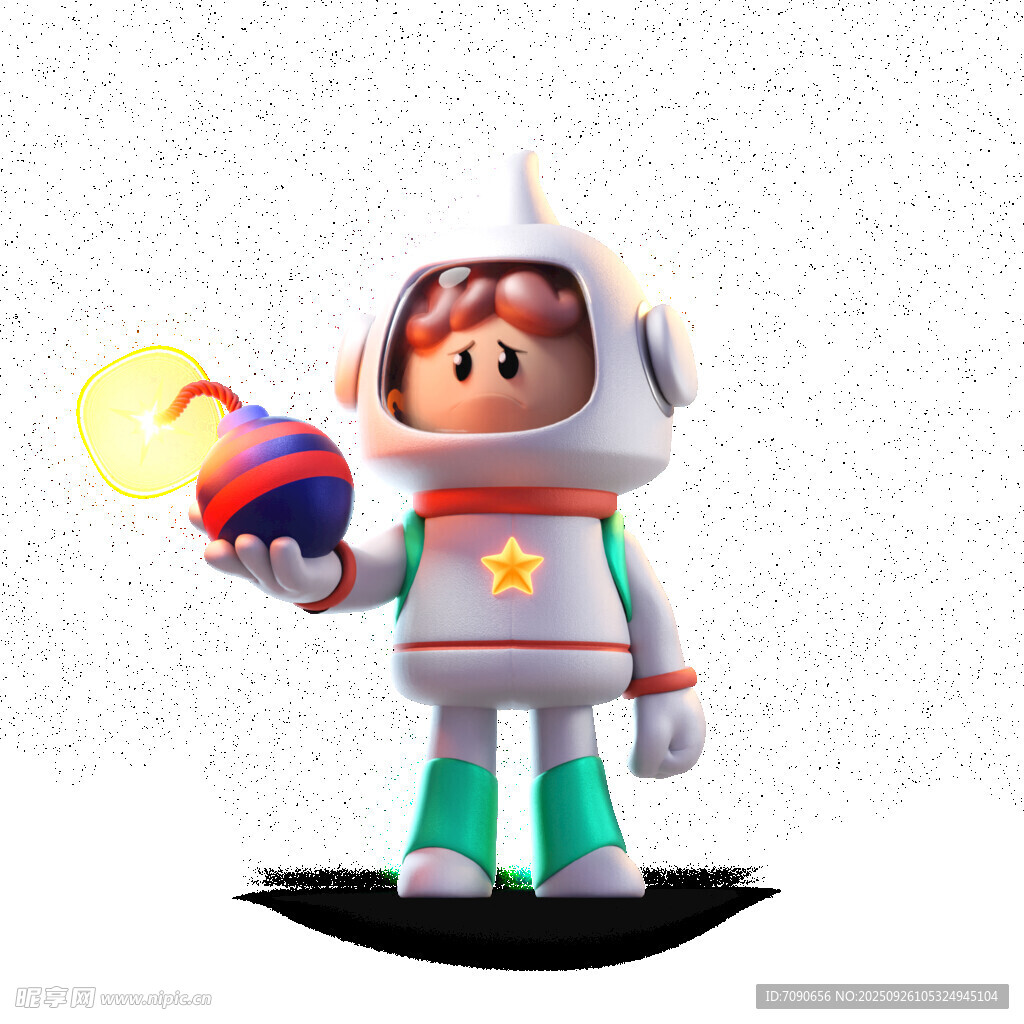可爱宇航员手持发光星球