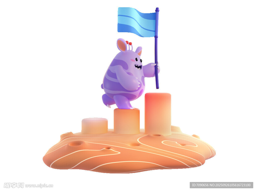 紫色动物登顶插旗场景