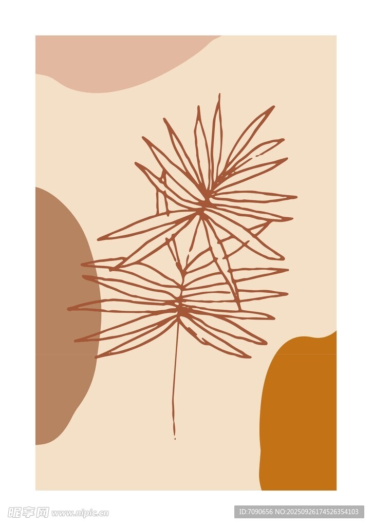 简约风松枝植物插画