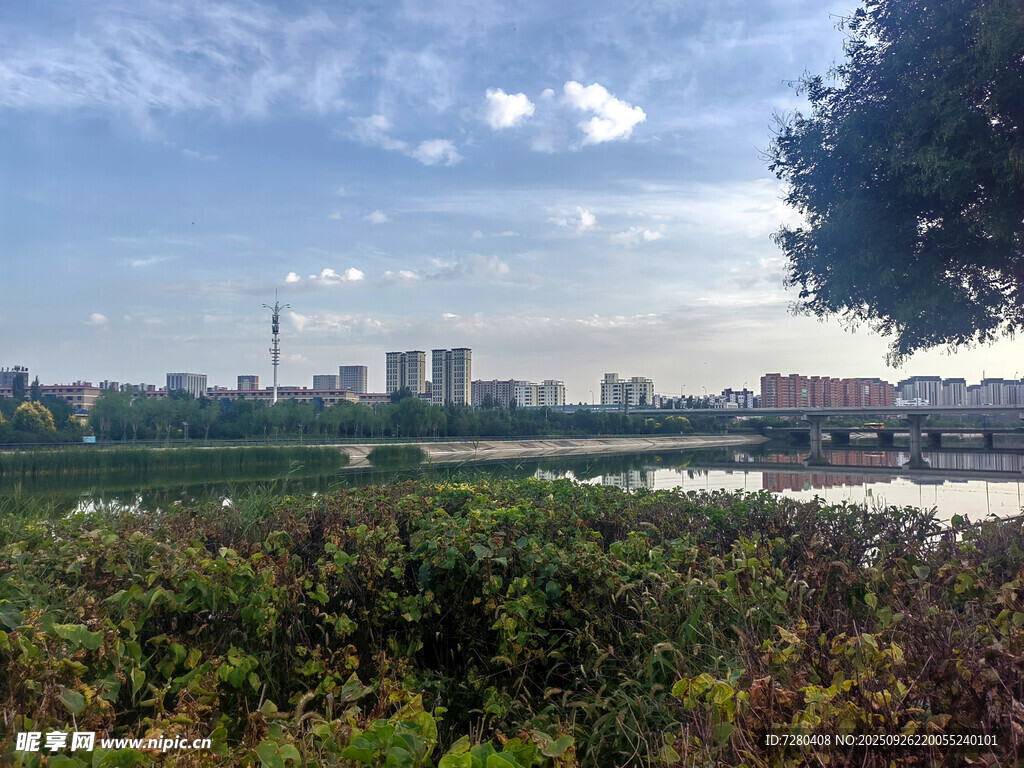 城市河畔风光